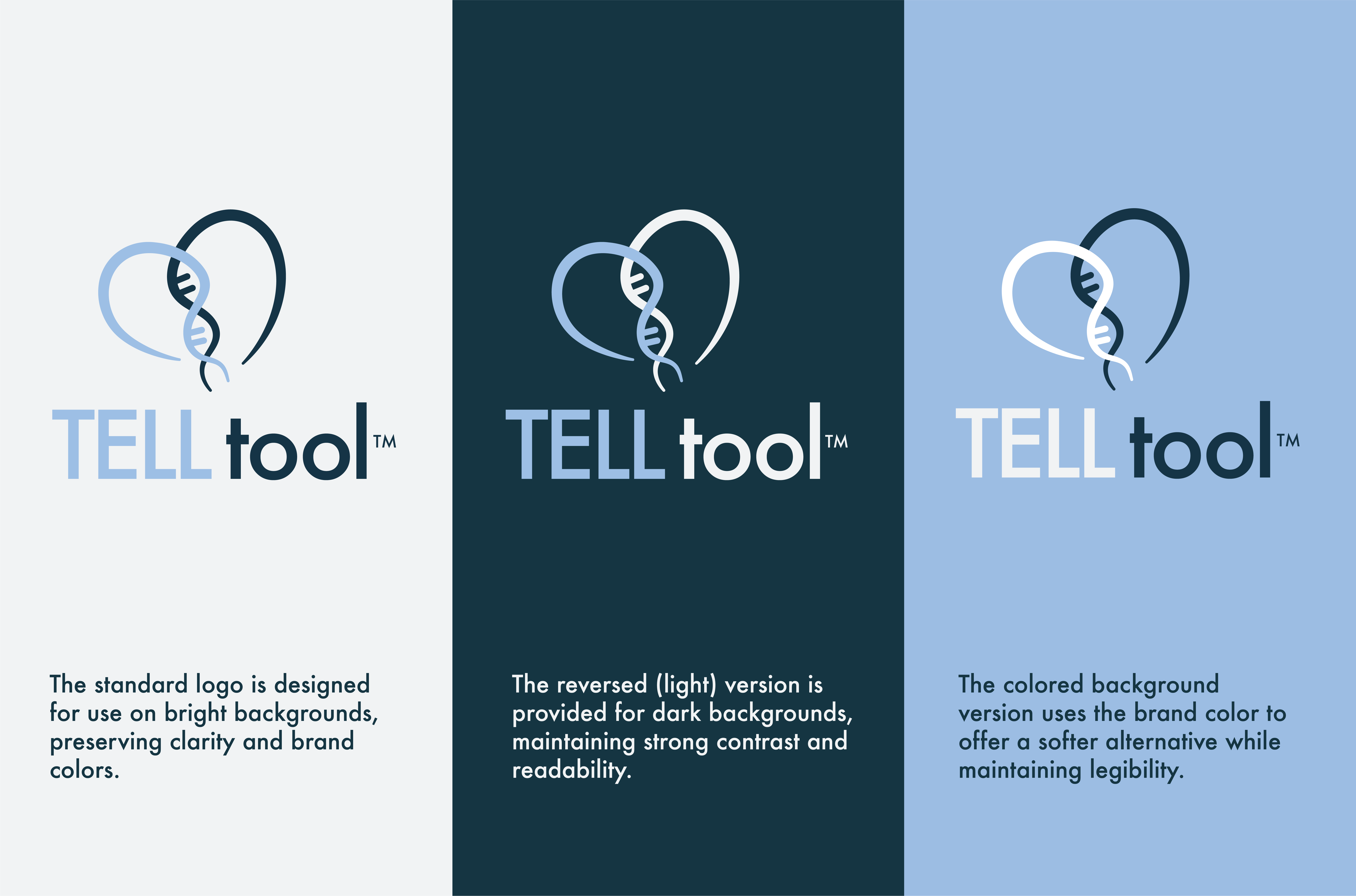 Logo variations (standard, reversed, color-background)